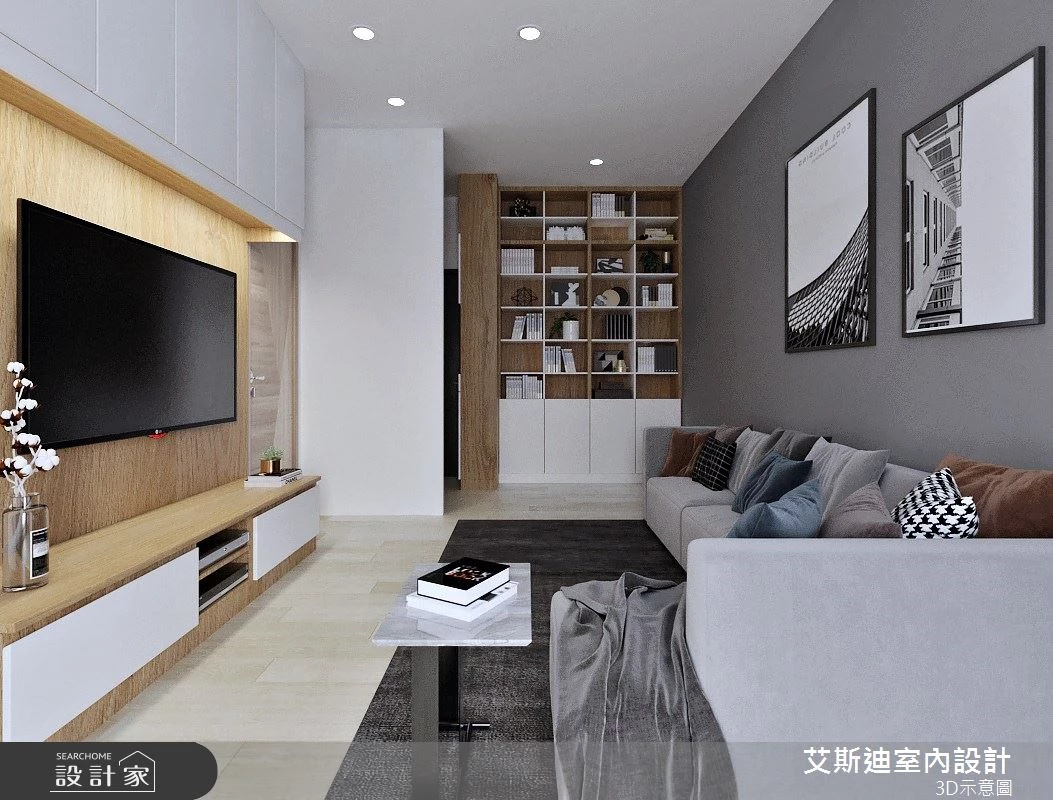 徜徉時尚摩登現代宅！遊走簡約白與灰色調，吧檯與系統收納創造機能與美學的儀式生活感